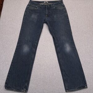 Acne Jeans Mic Rigid Mens 35x33* Straight Blue Dark Wash Denim Faded 100% Cotton